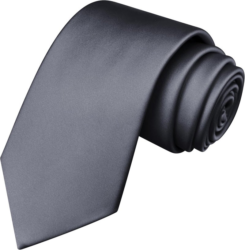Branduce 3.15"（8cm） Mens Solid Satin Tie Pure Color Necktie for Business and Wedding + Gift Box - Image 1